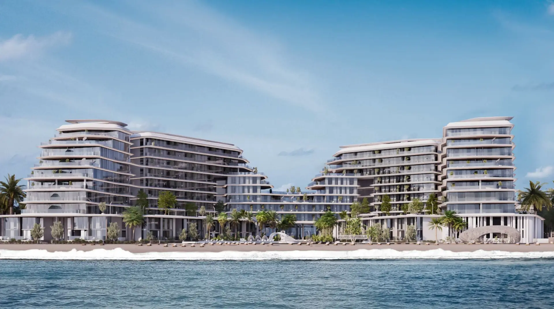 Porto Playa – terraced beachfront buildings seen from the sea